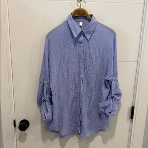 Men's Blue Button-Up Shirt size large